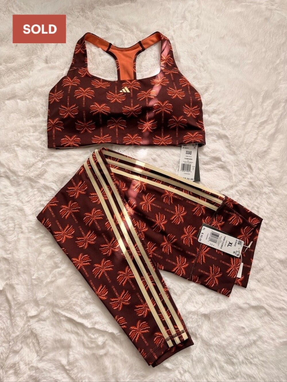 NWT Adidas x Farm Rio Medium-Support Bra & Matching 7/8 Tights, XL